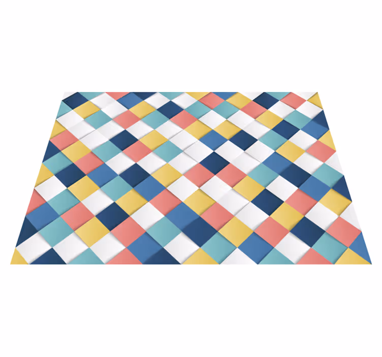 Fantastiske 3d-firkanter mosaikkvinylteppe - Tenstickers