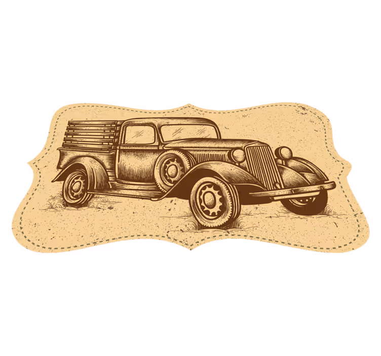 Vintage stil lastebil design teppe - Tenstickers