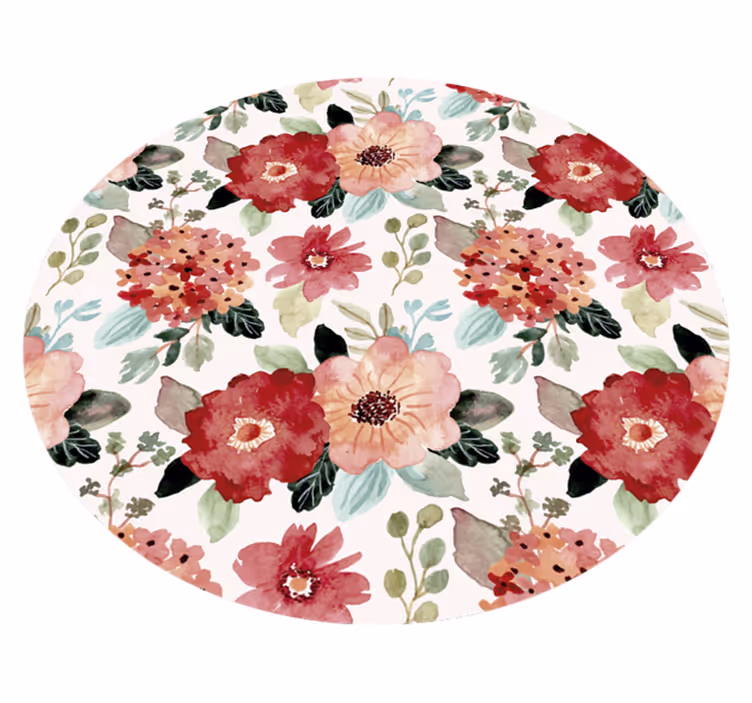 Vinylteppe i vintage stil med blomster - Tenstickers