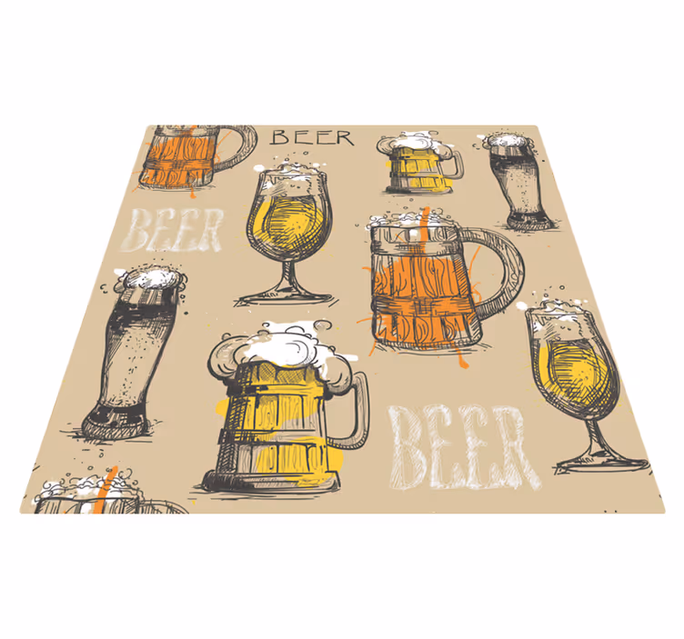 Vintage vinylteppe - ølglass - Tenstickers