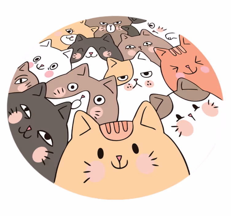 Fantastiske runde katter barn vinyl teppe - Tenstickers