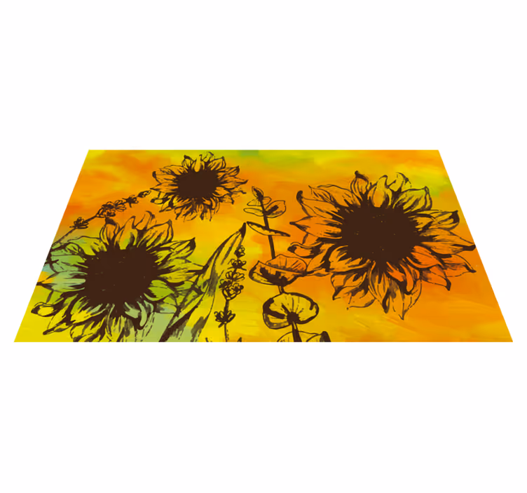 Fabelaktig fargerikt blomstervinyl stue teppe - Tenstickers