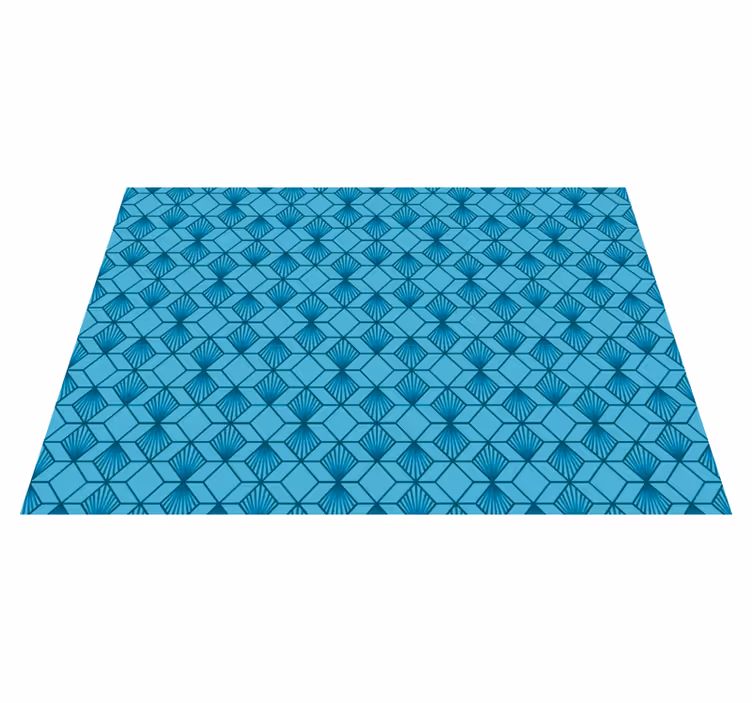 Blå terning geometrisk vinylteppe - Tenstickers