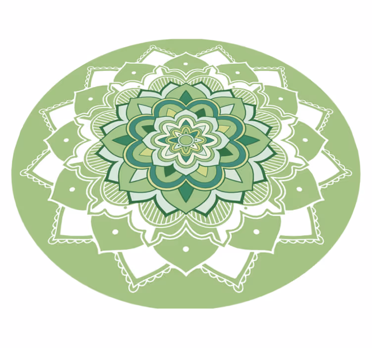 Grønt floral mandala vinylteppe - Tenstickers