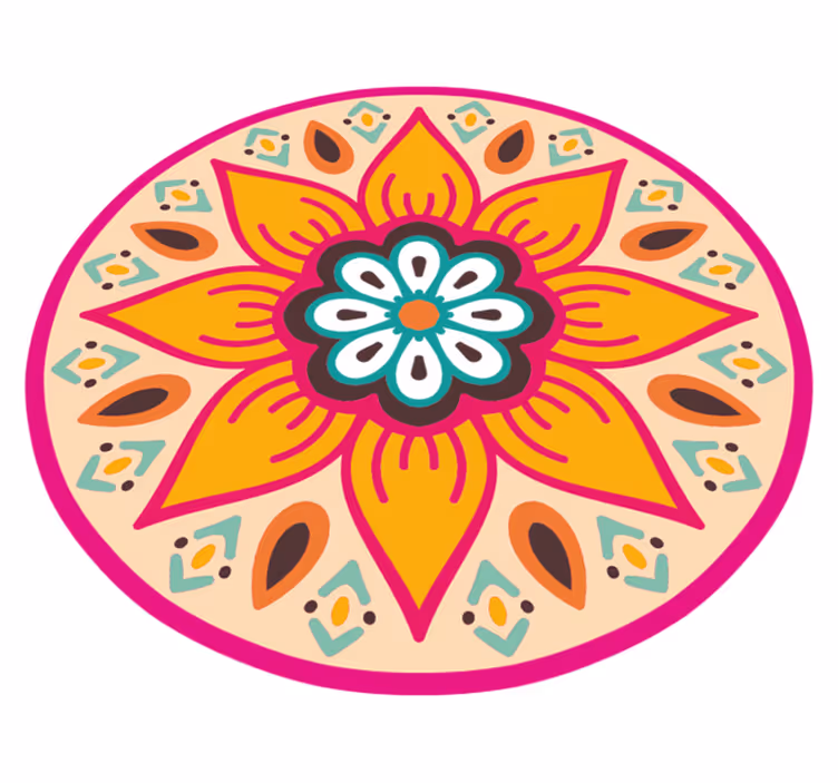 Nydelig mandala vinylteppe med rund blomst - Tenstickers
