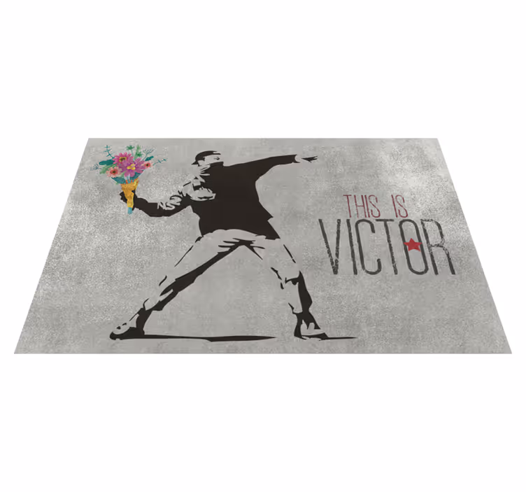 Personlig bukett vinyl teppe med navn - Tenstickers