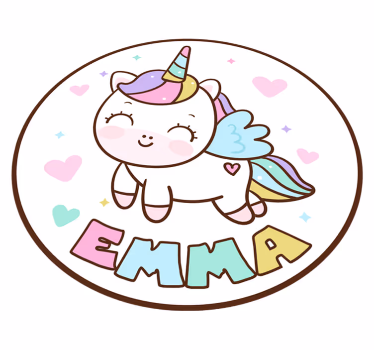 Fabelaktig unicorn jente vinyl teppe med navn - Tenstickers