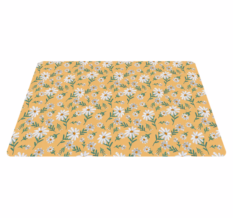 70-talls tusenfryd blomstergul bakgrunn vinylteppe - Tenstickers