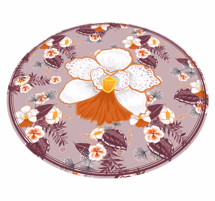 Runde fargerike blomstervinyl stue teppe - Tenstickers