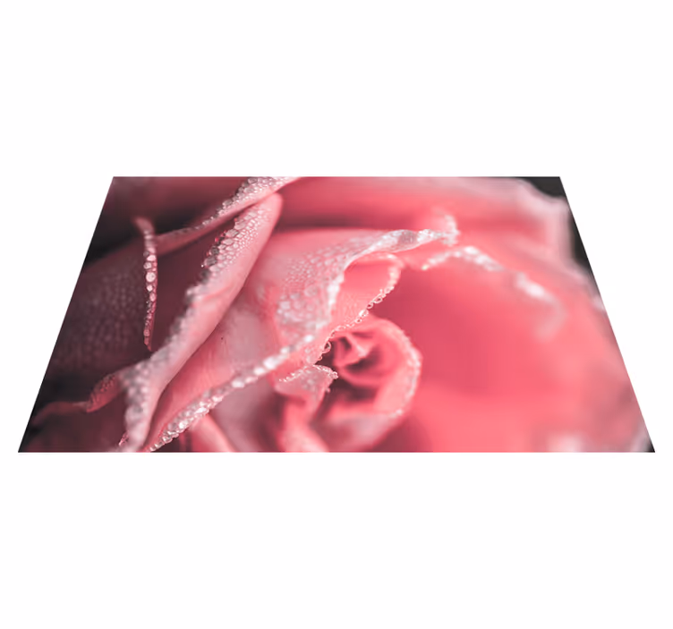 Fantastisk rosa rose vinylteppe til spisestue - Tenstickers