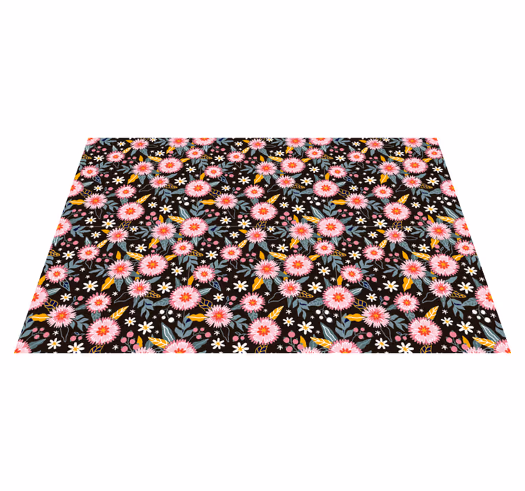 Retro blomster vinyl stue teppe - Tenstickers