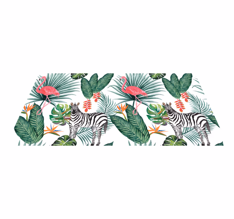 Flamingo og sebra vinylteppe - Tenstickers