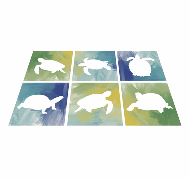 Skilpadde silhuett mosaikk vinyl teppe dyr - Tenstickers