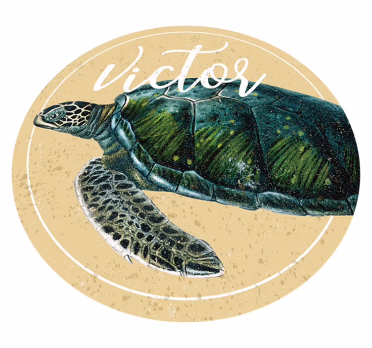 Personlig skilpadde vinyl teppe med navn - Tenstickers