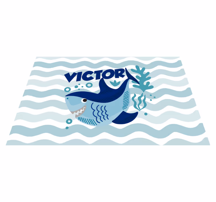 Babyhai med navn vinylteppe med navn - Tenstickers