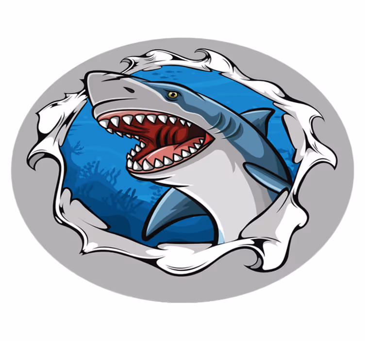 Stor hai 3d animalsk vinylteppe - Tenstickers