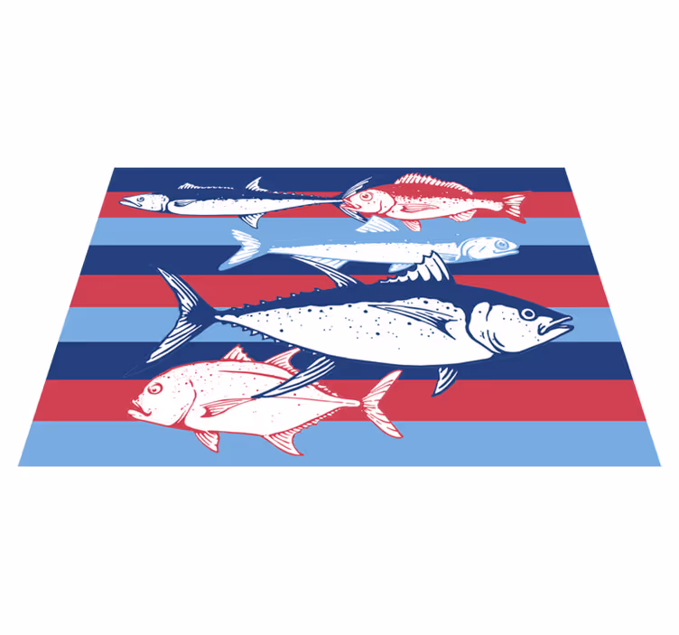 Håndtegne fisker animalsk vinylteppe - Tenstickers