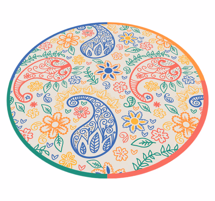 Fargerikt paisley vinyl soverom teppe - Tenstickers