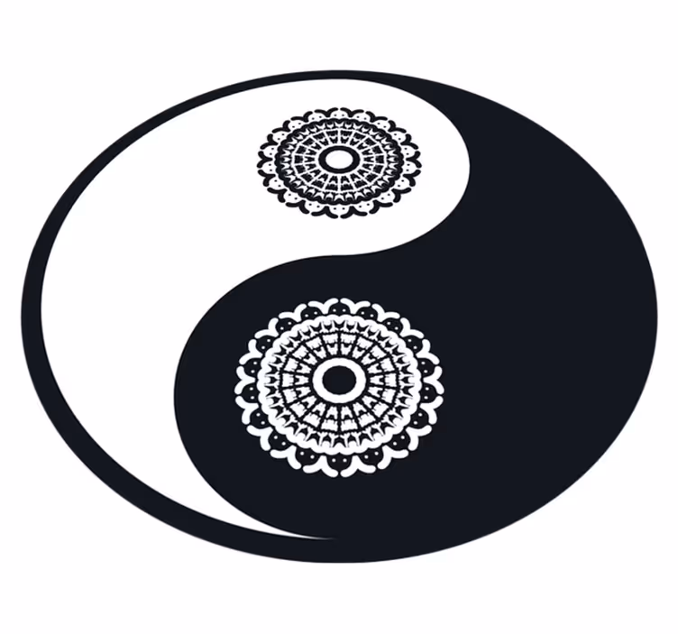 Ying yang paisley vinyl stue teppe - Tenstickers