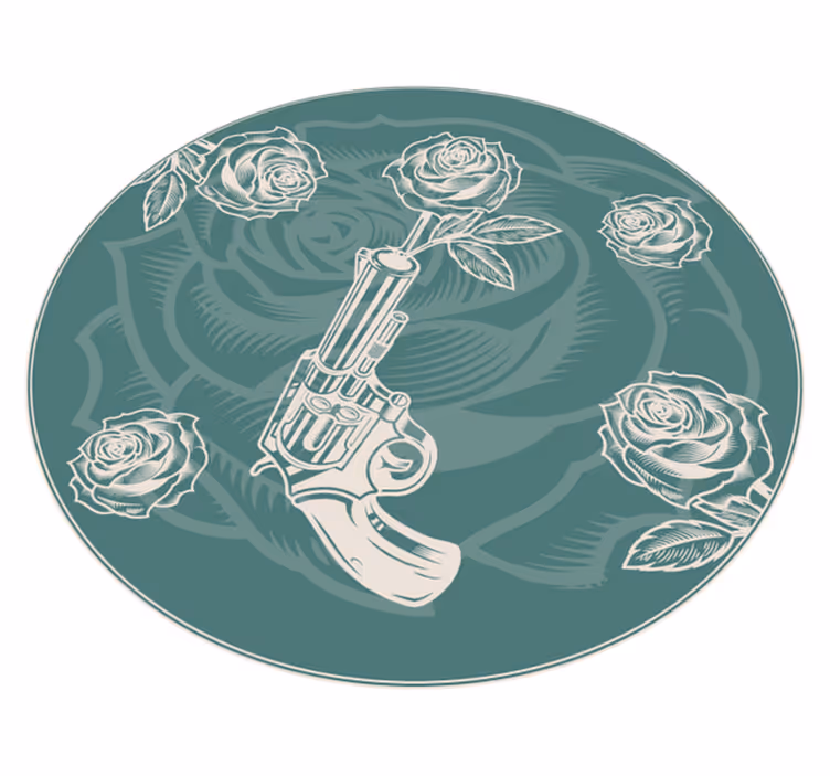 Floral revolver vinyl teppe blomster og planter - Tenstickers