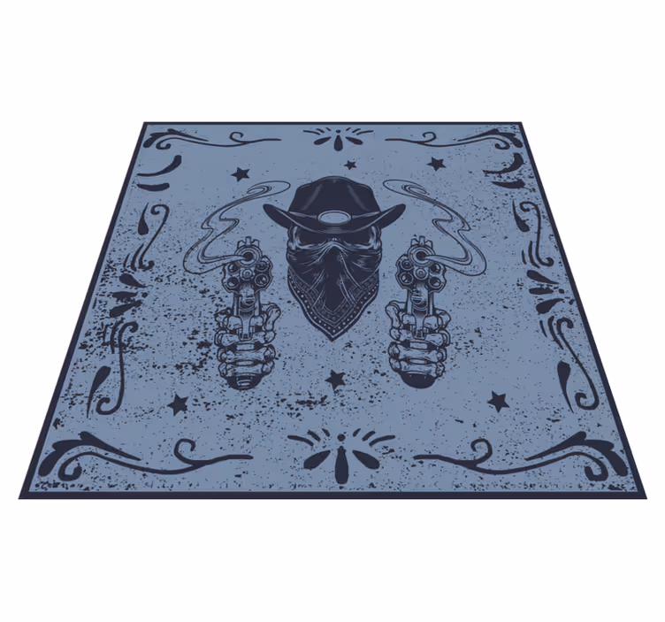 Cowboy hodeskalle og flokk vintage vinyl tepper - Tenstickers