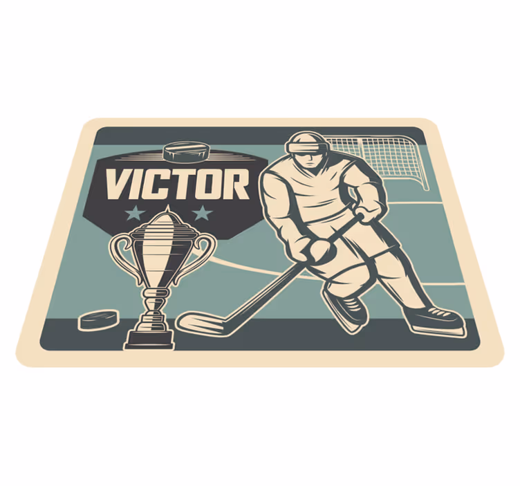 Hockeyspiller med navn vinyl vinylteppe - Tenstickers
