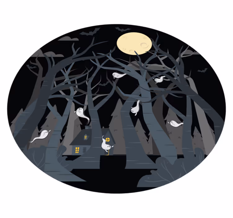 Skummel skogscene Halloween vinyl teppe - Tenstickers
