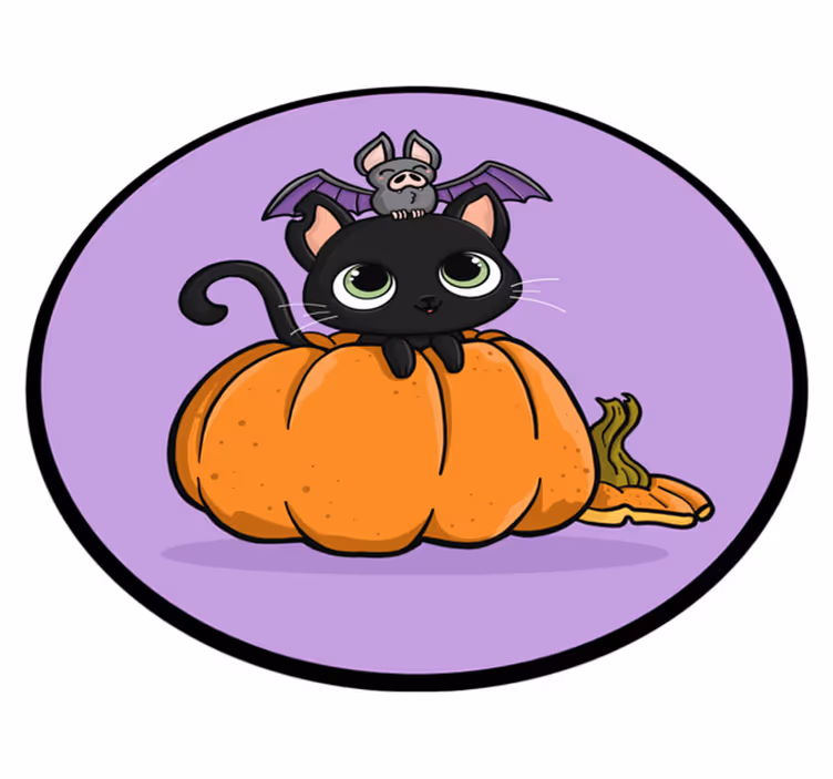 Gresskar og katt vinylteppe - Tenstickers