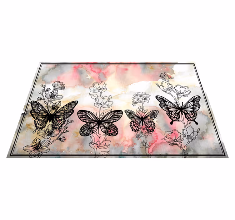 Kunst sommerfugl dyr vinyl teppe - Tenstickers