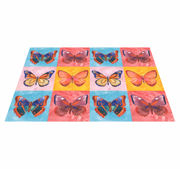 Flerfarget sommerfugler dyreteppe - Tenstickers