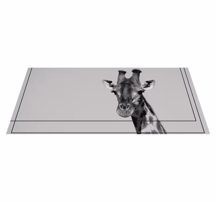 Gråskala giraffe dyreteppe - Tenstickers