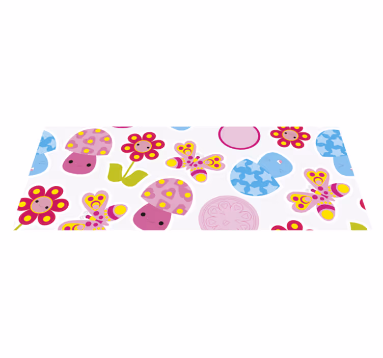 Tegneserie blomster barn vinyl teppe - Tenstickers