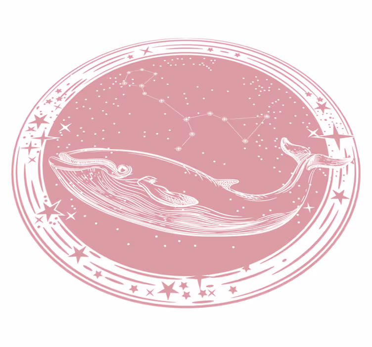 Rosa hval med stjerner vinyl vinylteppe - Tenstickers