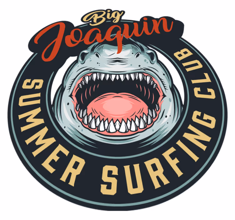 Hai surfe emblem vinyl teppe med navn - Tenstickers