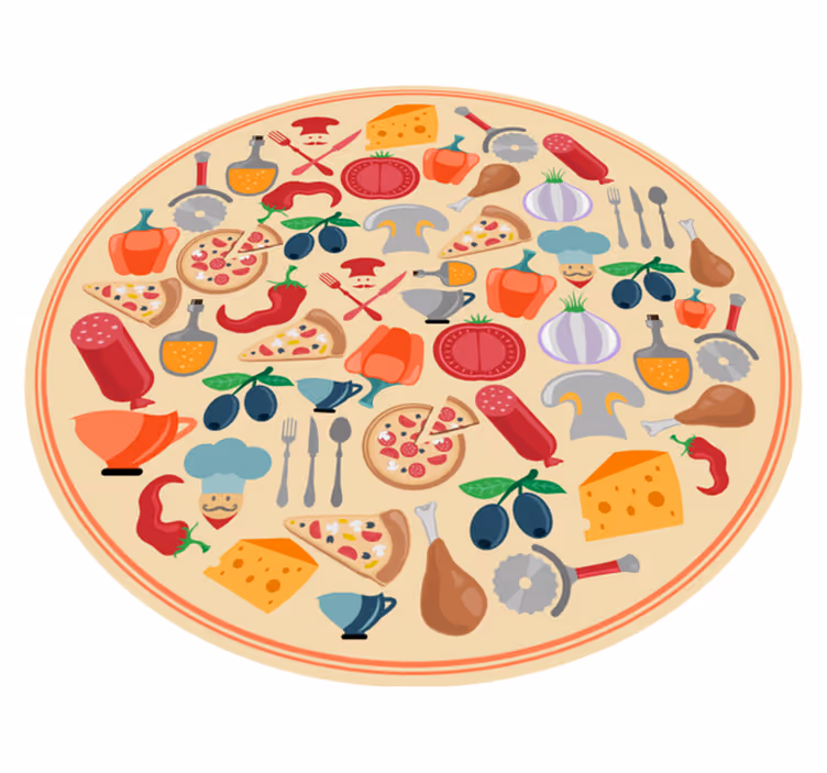 Ikoner av italiensk mat teen vinyl teppe - Tenstickers