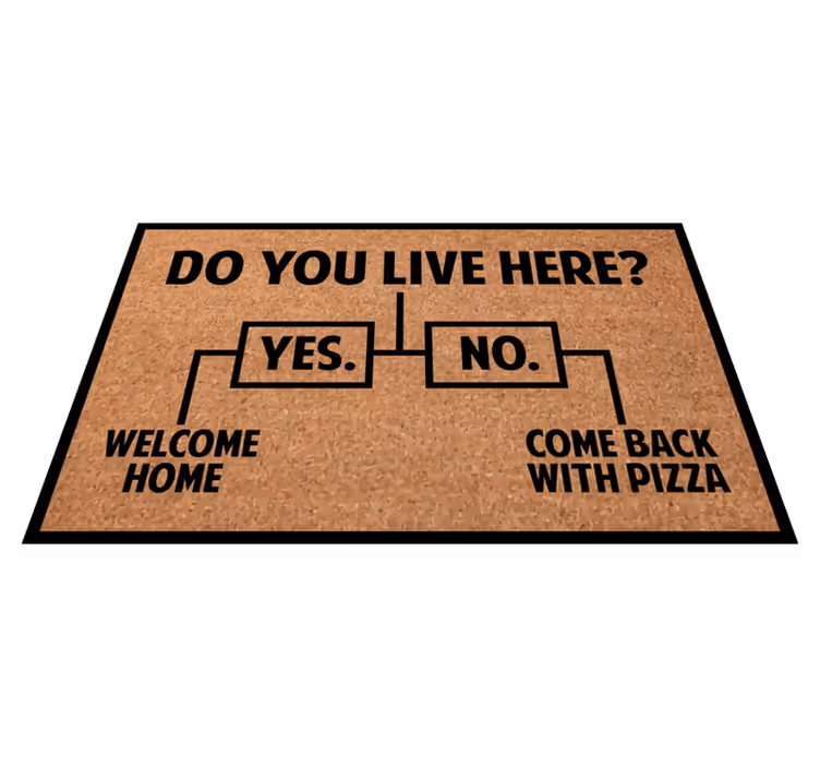 Bor du her? Ja / nei / pizza tilpasset teppe - Tenstickers