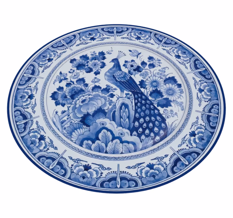 Delftware påfugl fliser teppe - Tenstickers