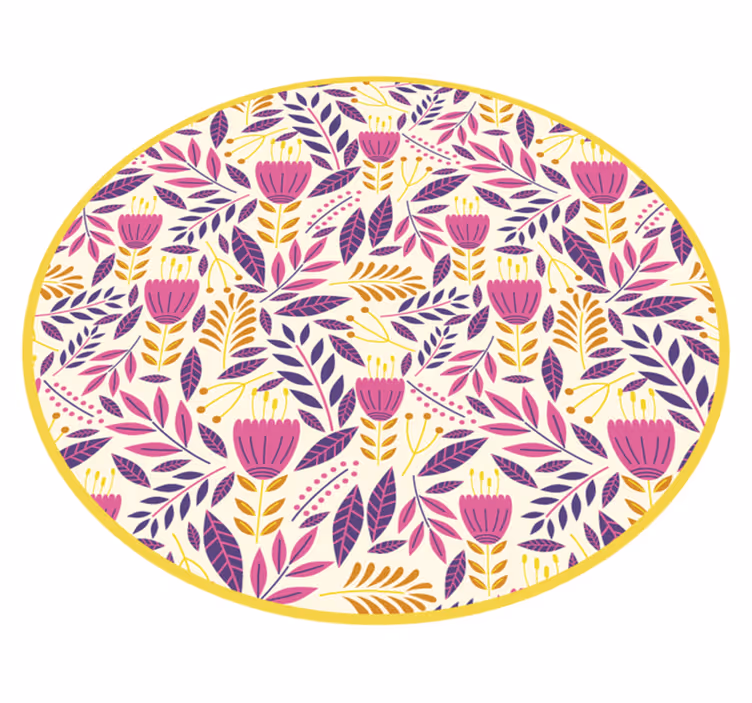 Floral symmetri design vinyl teppe blomster og planter - Tenstickers