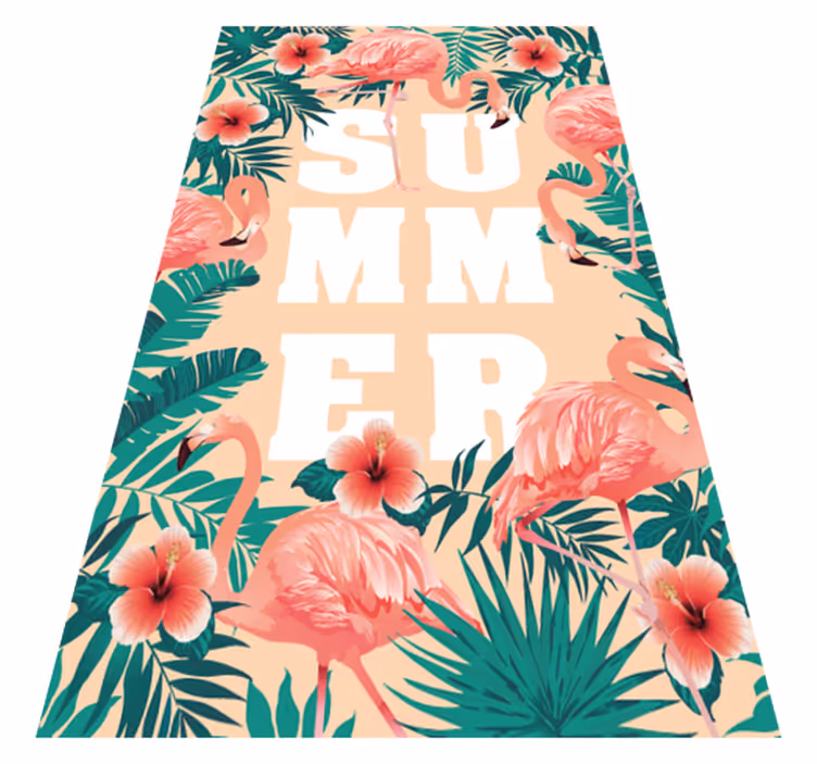 Sommer tekst flamingoer blomst tilpasset teppe - Tenstickers