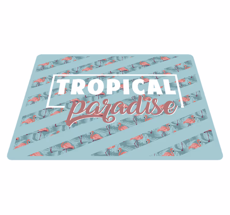 Tropisk paradis tekst flamingoer dyreteppe - Tenstickers