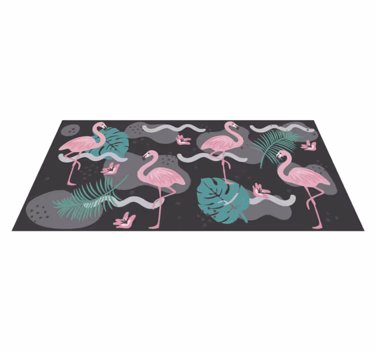 Sort og flamingoer dyreteppe - Tenstickers