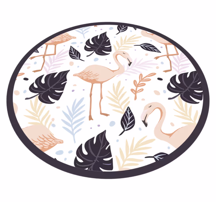 Floral flamingo sirkel vinyl teppe dyr - Tenstickers