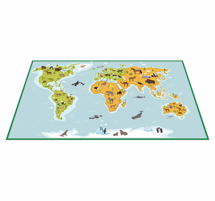 Blue vintage worldmap world map rug - Tenstickers