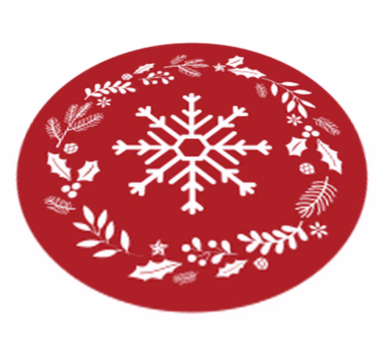 Snøfnugg og kristtorn julevinylteppe - Tenstickers