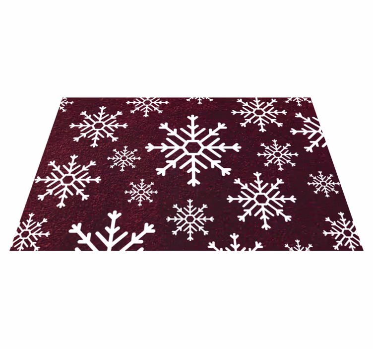 Rødt og hvitt snøfnugg jul vinylteppe - Tenstickers