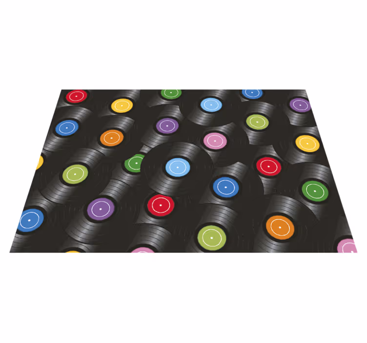Vinylteppe med vinylplater vintage teppe - Tenstickers