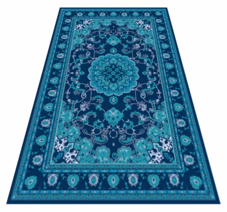 Blågrønn mandala eleganse vinyl teppe mandala - Tenstickers