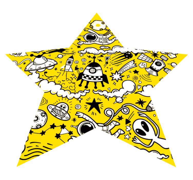 Alien doodle-stjerne vinyl teppe spedbarn - Tenstickers