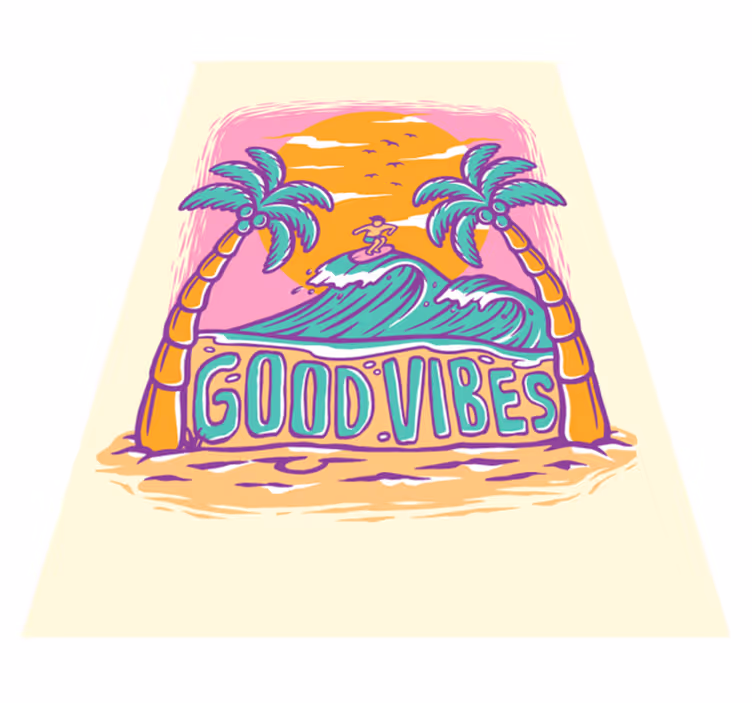 Hippie vintage vinyl teppe med strand - Tenstickers