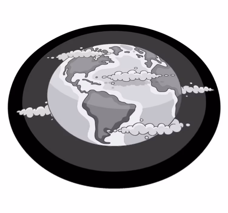 Monokrom globus vinyl teppe verdenskart - Tenstickers